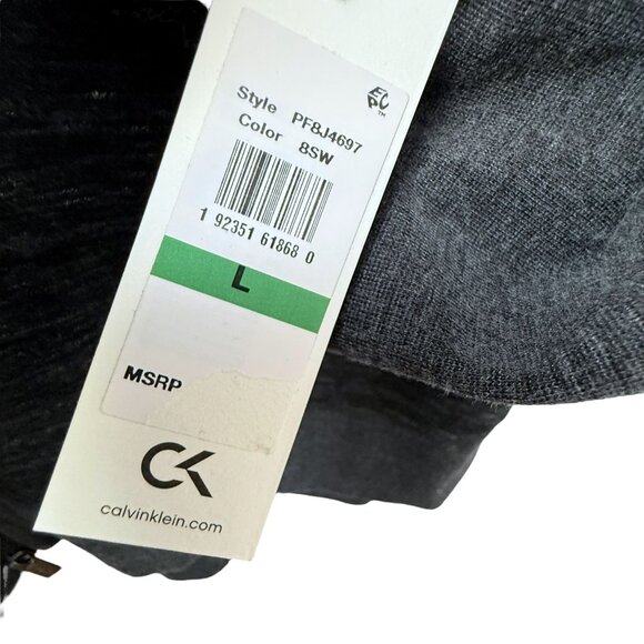 Calvin Klein Long Hoodie Size Large Zip Front Womens Jacket Gray Fleece NWT - Picture 4 of 12
